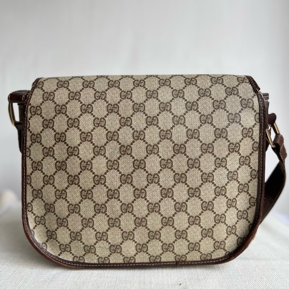 Vintage 70s Gucci Horsebit Print Flap Shoulder Bag - Picture 3 of 16